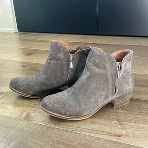 Lucky Brand suede bootie with zippers